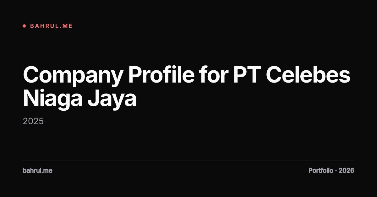 Company Profile for PT Celebes Niaga Jaya